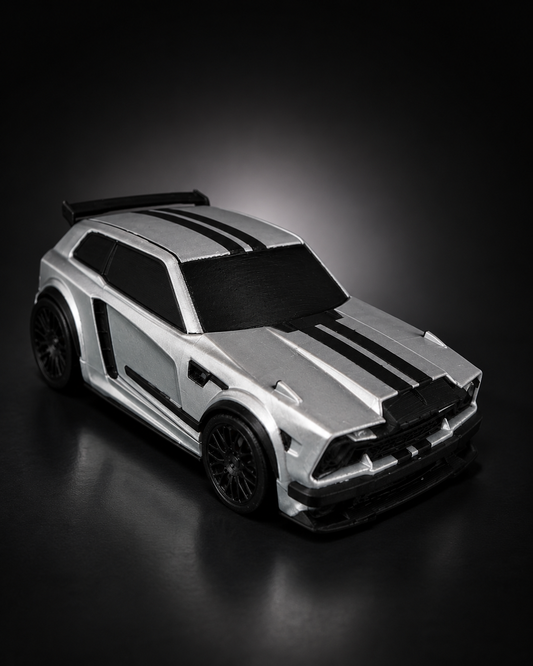 Maquette de voiture imprimée en 3D inspirée de la Fennec – Affichage LED RGB Boost en option