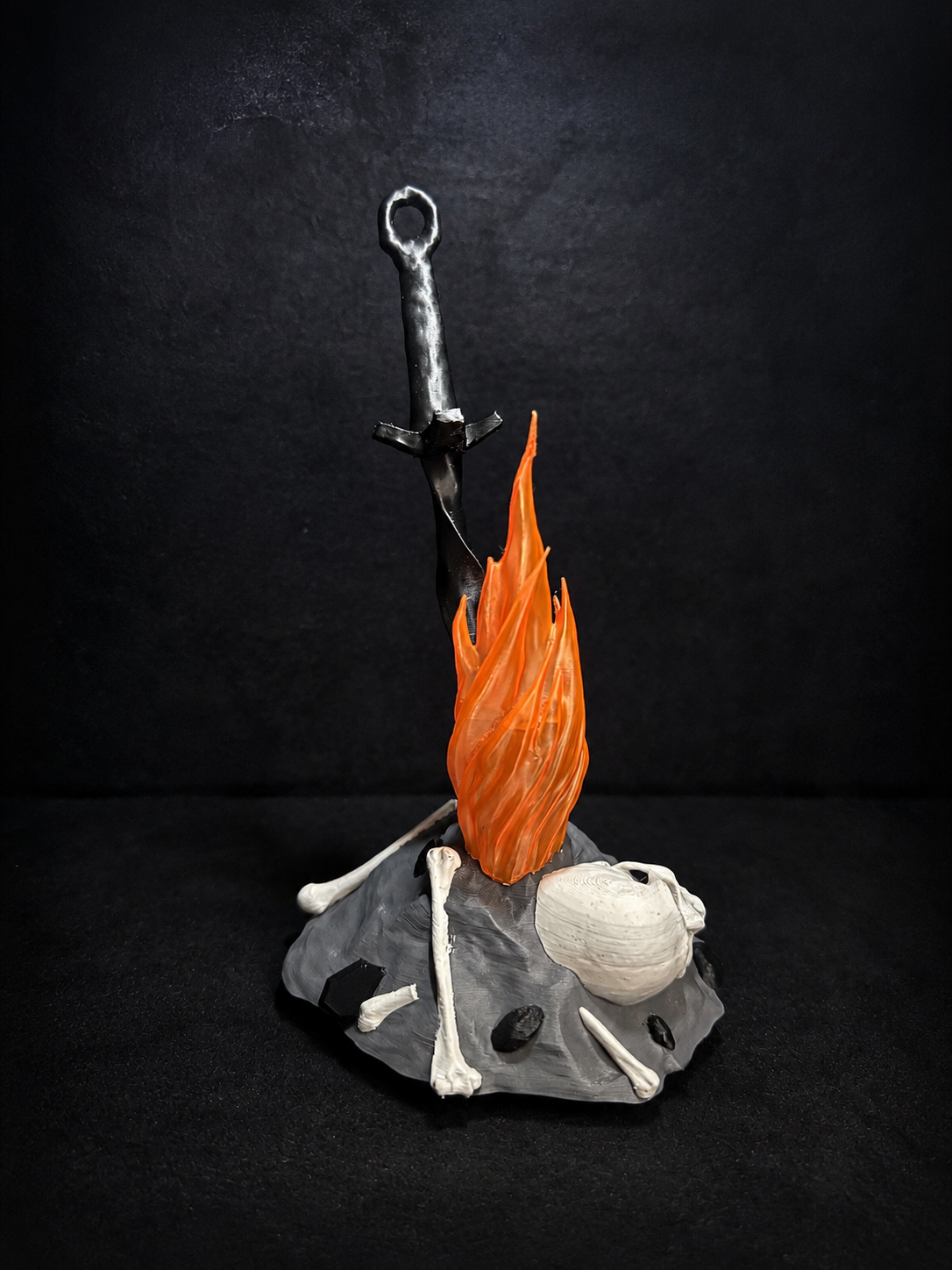 Dark Souls Bonfire Lamp LED – Premium 3D Printed Bonfire with Included Candle LED, Handmade Gaming Decor & Collector Gift