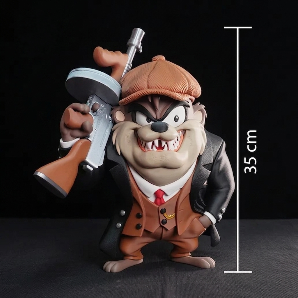 Taz Peaky Blinders Statue 35cm - Premium PLA 3D Printed Collectible - Handmade Looney Tunes Decor