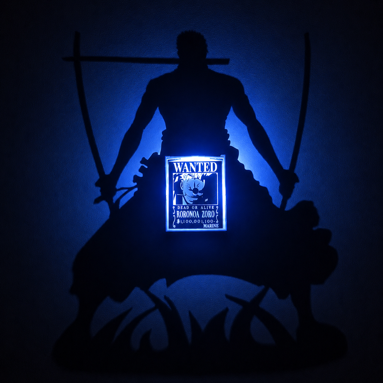 Zoro Shadow Light Box LED Lamp | One Piece Anime Room Decor | 3D LED Night Light