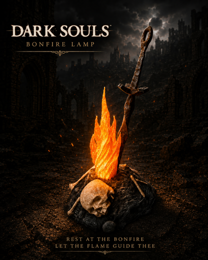 Dark Souls Bonfire Lamp LED – Premium 3D Printed Bonfire with Included Candle LED, Handmade Gaming Decor & Collector Gift