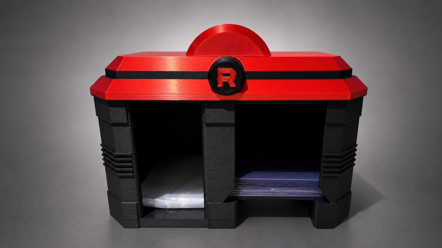 Poké Center TCG Organizer | Toploader & Sleeve Storage Box | Standard & Team Rocket Edition