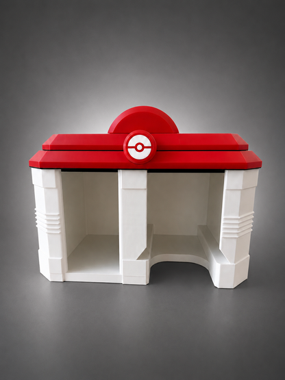 Poké Center TCG Organizer | Toploader & Sleeve Storage Box | Standard & Team Rocket Edition
