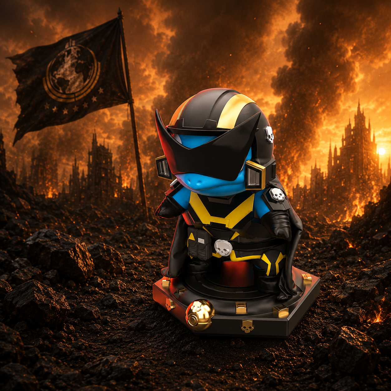 Squirtle x Helldivers Resin Statue – Hand Painted or Raw – Premium Pokémon Sci-Fi Collectible – 15 cm