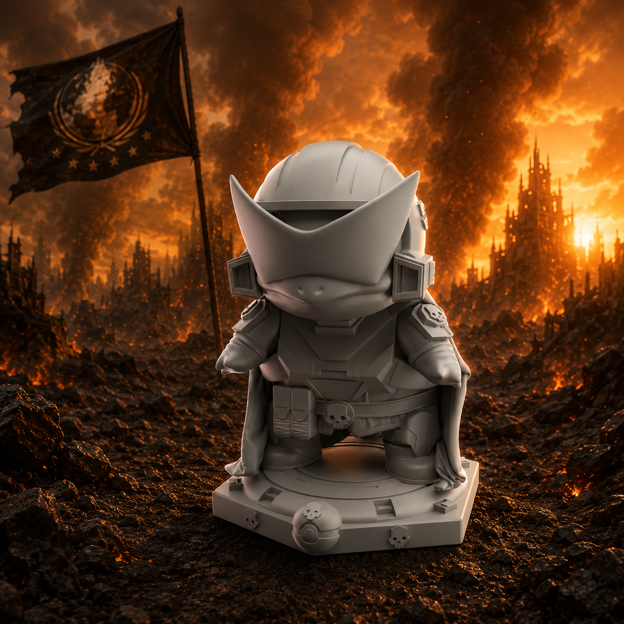 Squirtle x Helldivers Resin Statue – Hand Painted or Raw – Premium Pokémon Sci-Fi Collectible – 15 cm