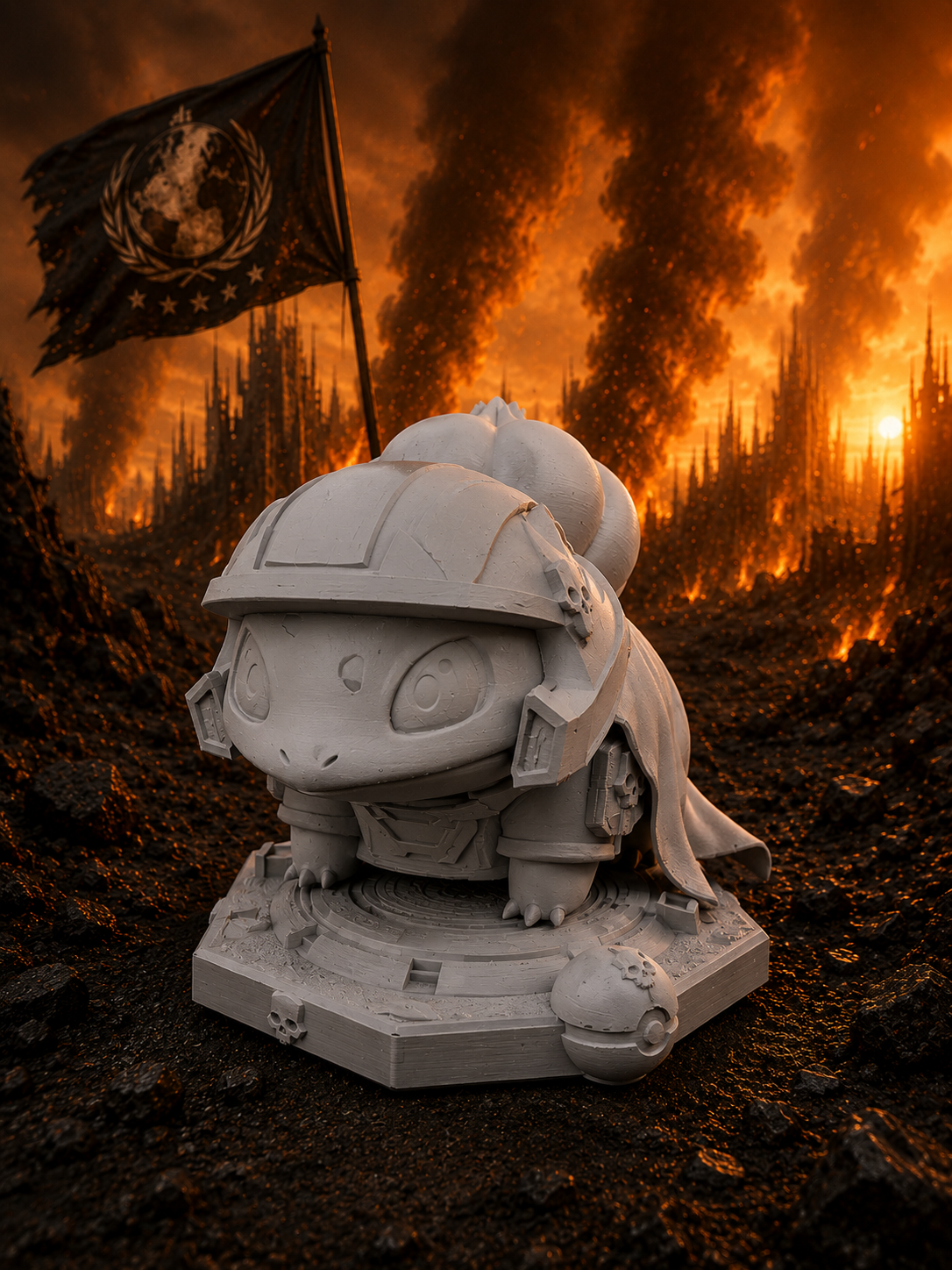 Bulbasaur x Helldivers Resin Statue – Hand Painted or Raw – Premium Pokémon Sci-Fi Collectible – 13 cm