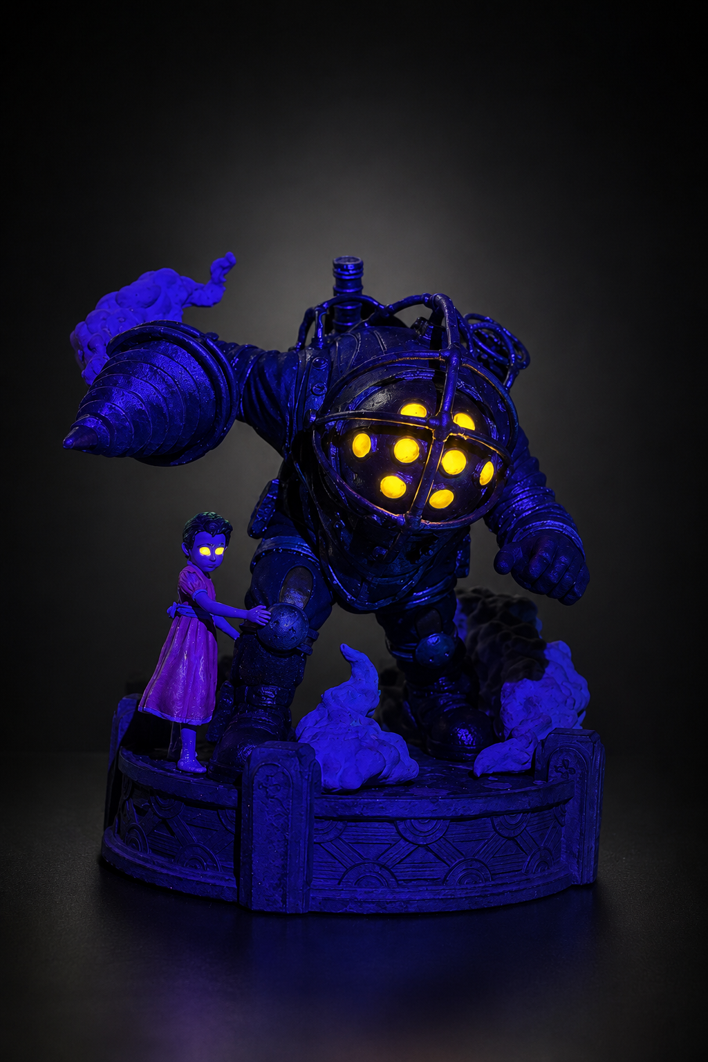 Big Daddy & Little Sister Inspired Resin Statue – UV Neon Hand Painted Collectible