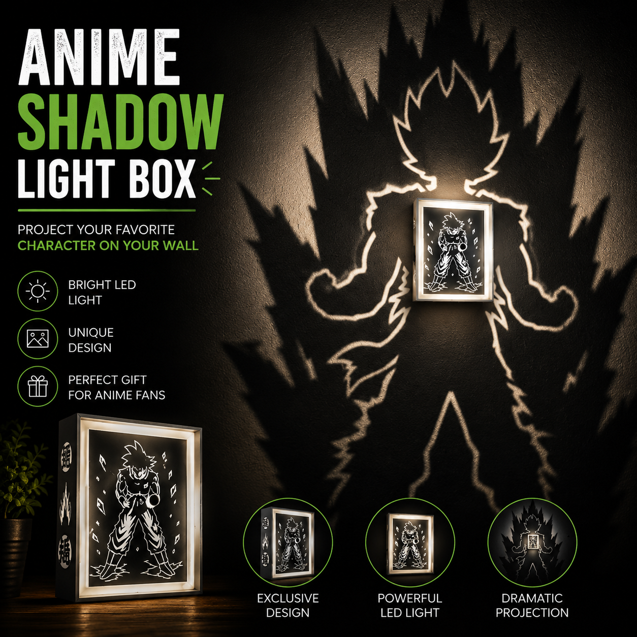Goku Shadow Light Box LED Lamp | Dragon Ball Anime Room Decor