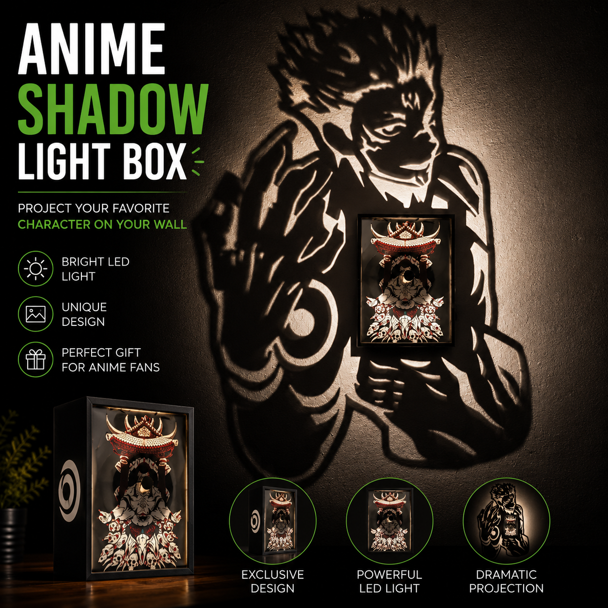 Ryōmen Sukuna Shadow Light Box LED Lamp | Jujutsu Kaisen Anime Decor