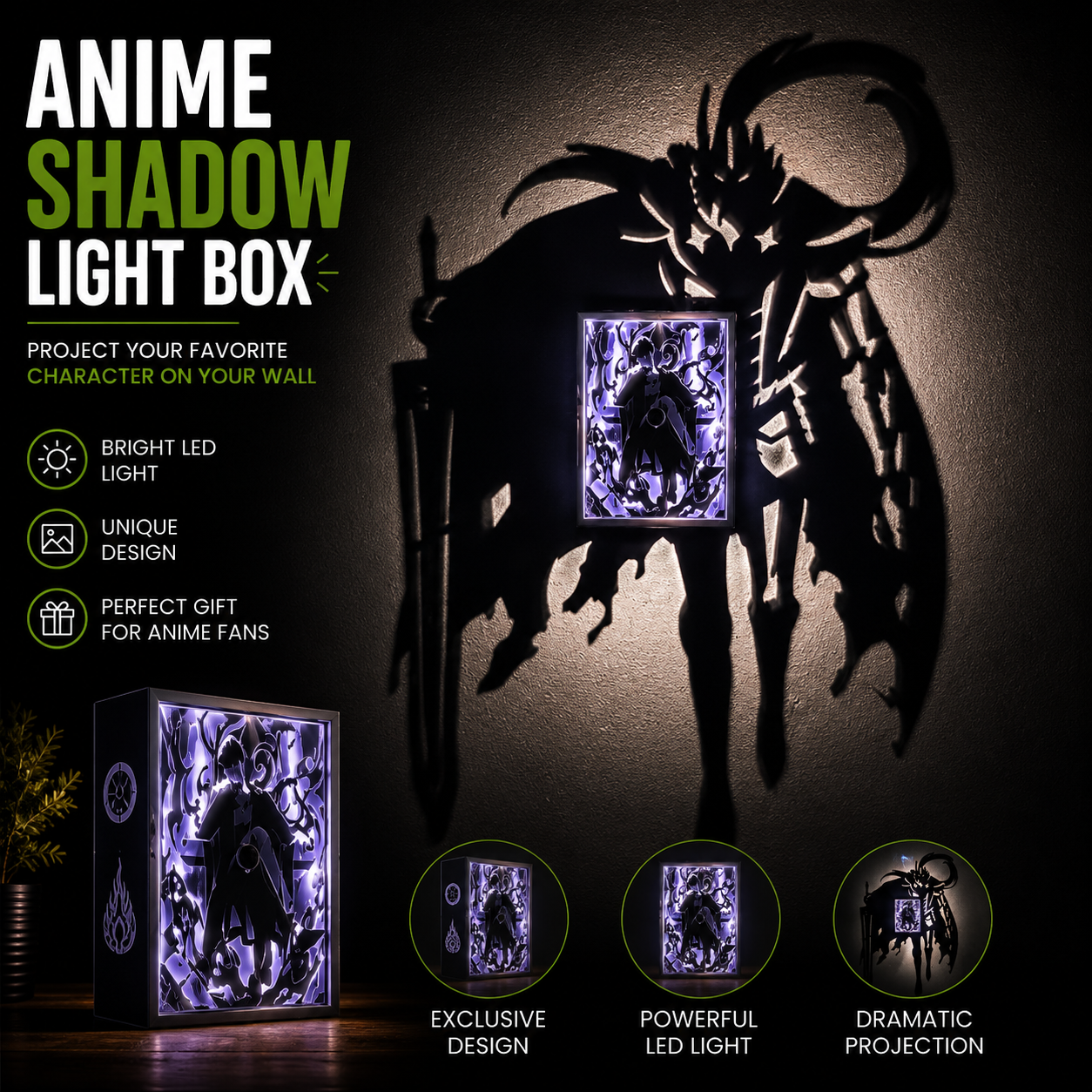 Sung Jin-Woo Shadow Light Box LED Lamp | Solo Leveling Anime Decor