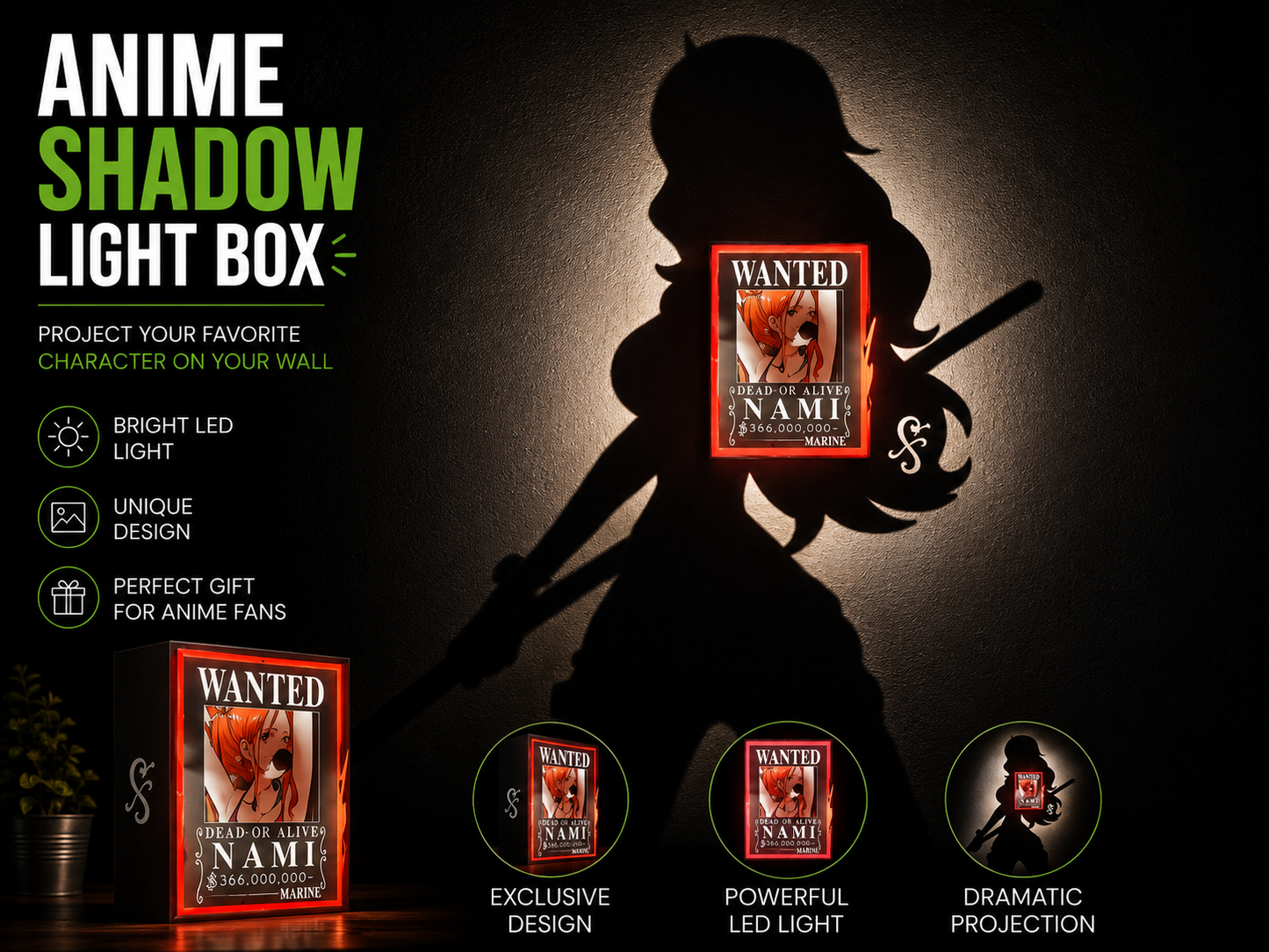 Nami Shadow Light Box LED Lamp | One Piece Anime Room Decor
