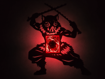Inosuke Hashibira Shadow Light Box LED Lamp | Demon Slayer Anime Room Decor