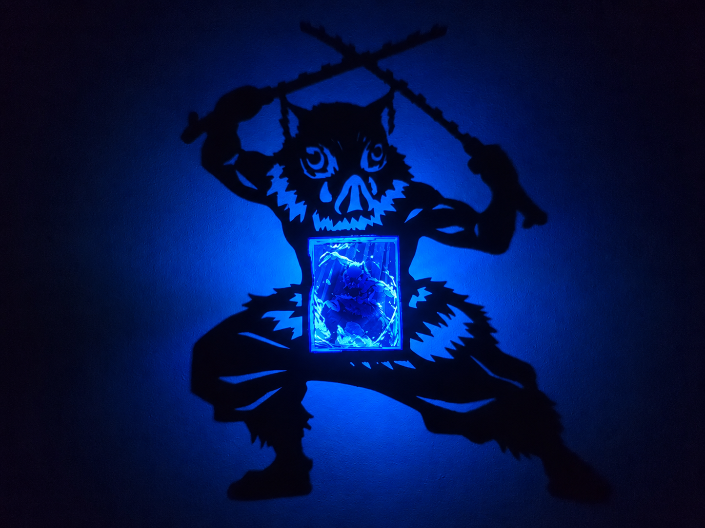 Inosuke Hashibira Shadow Light Box LED Lamp | Demon Slayer Anime Room Decor