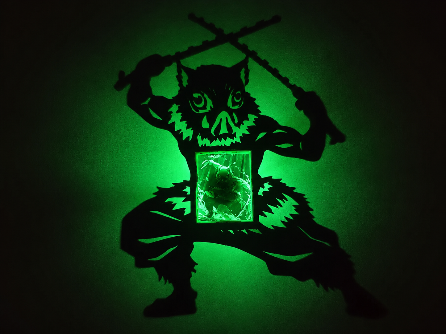 Inosuke Hashibira Shadow Light Box LED Lamp | Demon Slayer Anime Room Decor