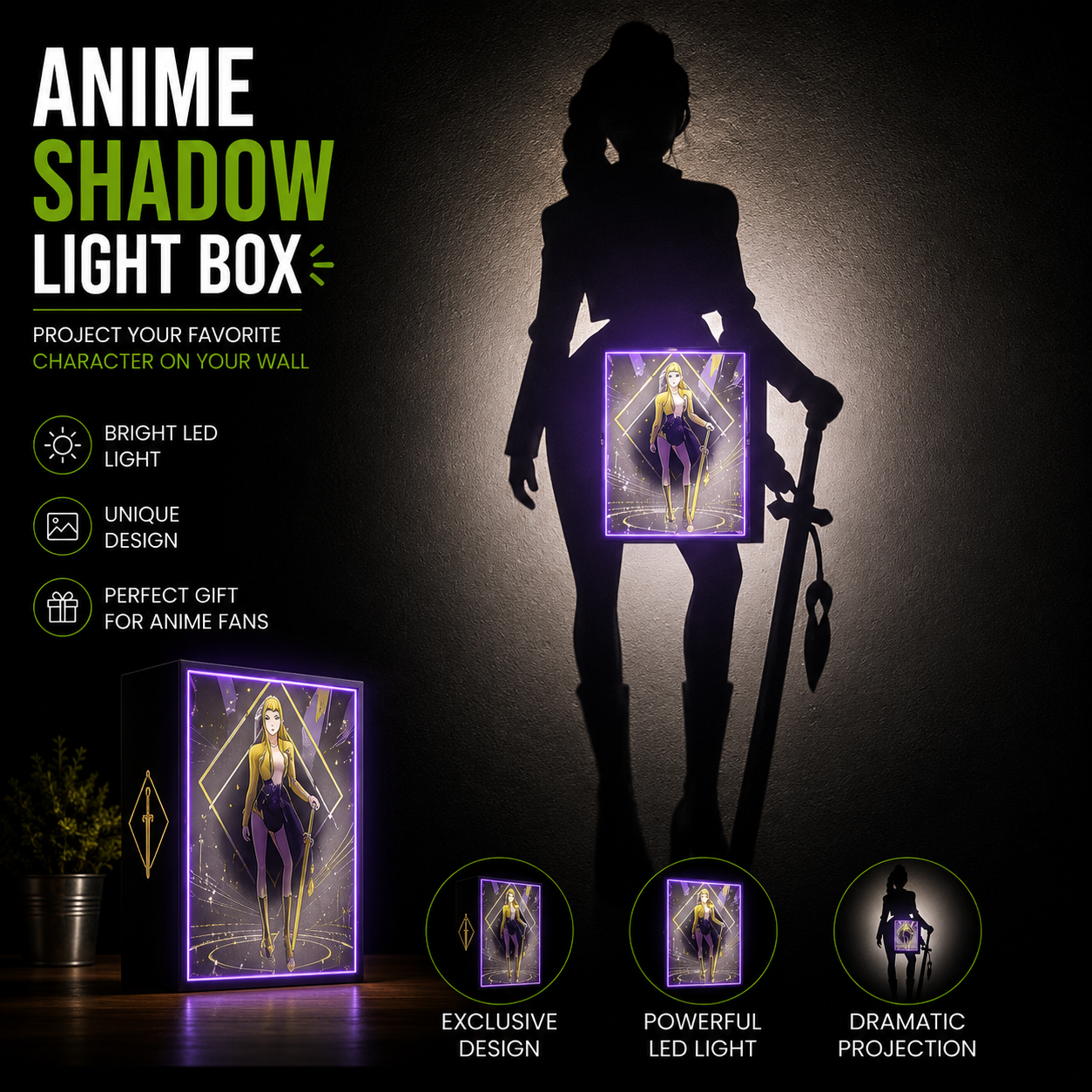 Rumi Shadow Light Box LED Lamp | KPop Demon Hunters Inspired Room Decor