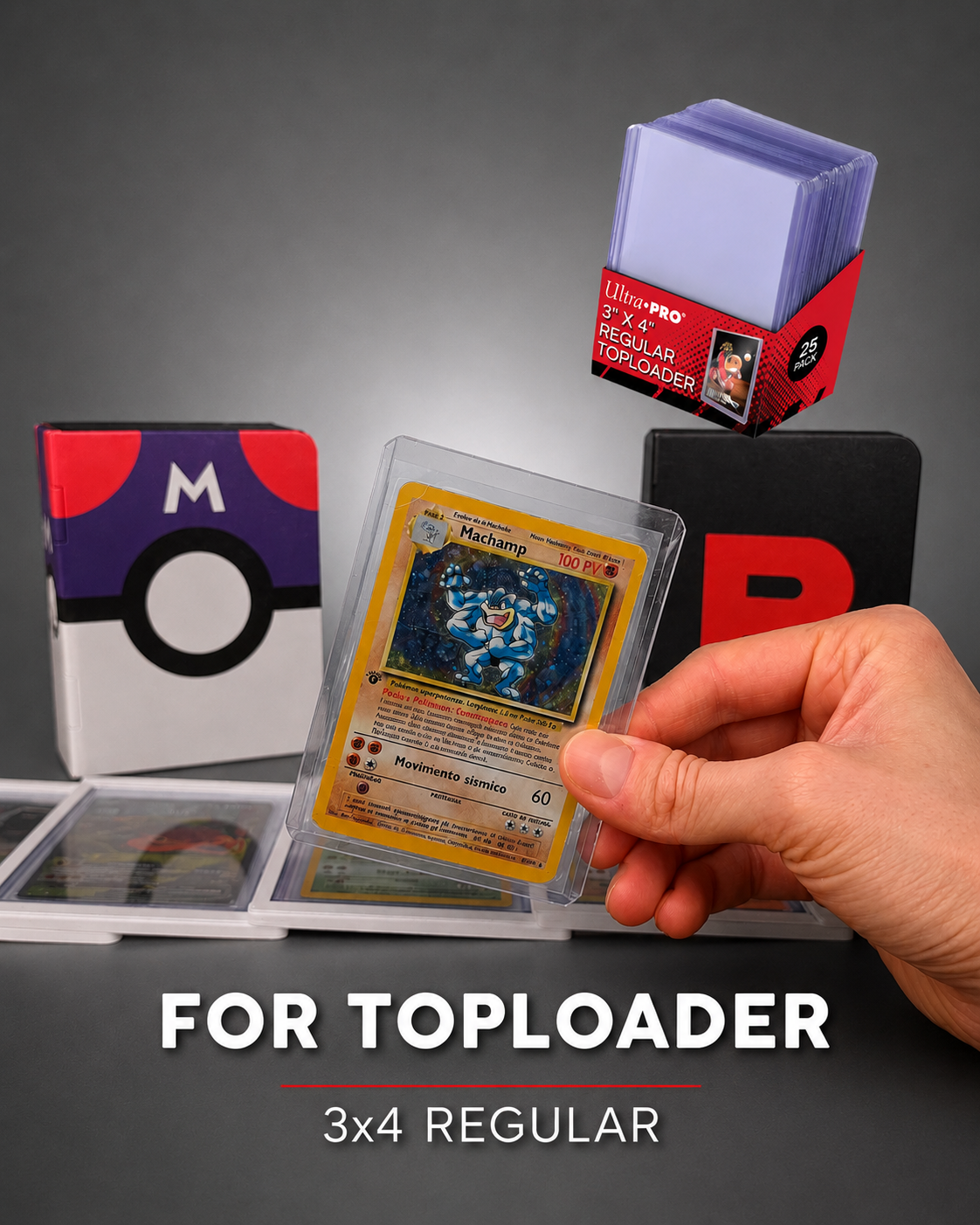 PokéBook Toploader Binder 3x4 Regular | Magnetic Closure Card Album | 6 or 12 Pages | Poké Ball, Master Ball & Team Rocket