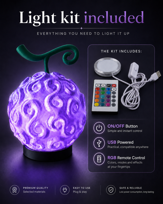 Devil Fruit LED Lamp – One Piece Inspired 3D Printed Premium RGB Light – 25 cm