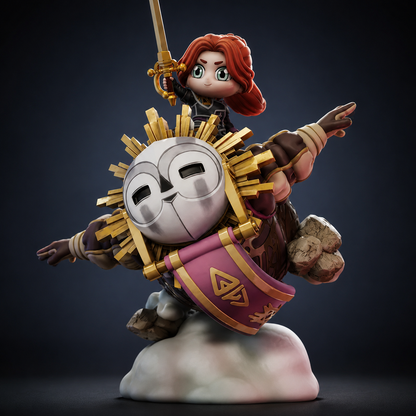 Esquie & Maelle Chibi Resin Statue – Clair Obscur Expedition 33 Inspired Collectible – Raw or Hand Painted
