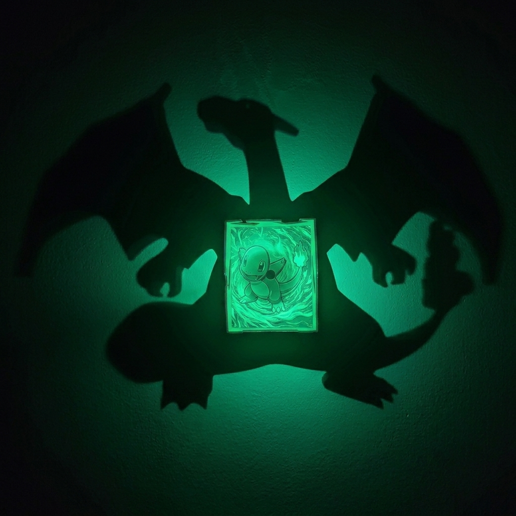 Little Charmander & Charizard Shadow Light Box LED Lamp | Pokémon Room Decor