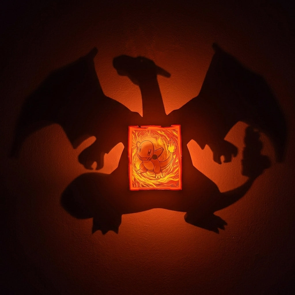 Little Charmander & Charizard Shadow Light Box LED Lamp | Pokémon Room Decor