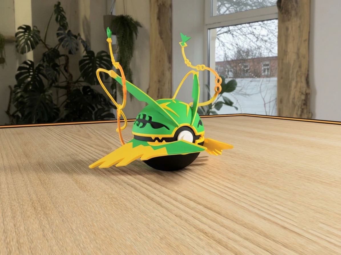 Mega Rayquaza Poké Ball Replica – Premium 3D Printed Pokémon Collectible