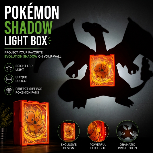 Little Charmander & Charizard Shadow Light Box LED Lamp | Pokémon Room Decor
