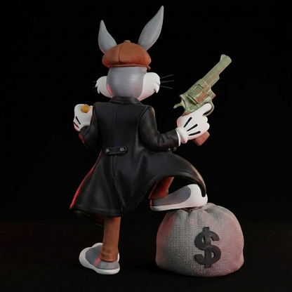 Bugs Bunny Peaky Blinders Statue 50cm | Premium PLA 3D Printed Collectible Figure | Handmade Looney Tunes Gangster Decor