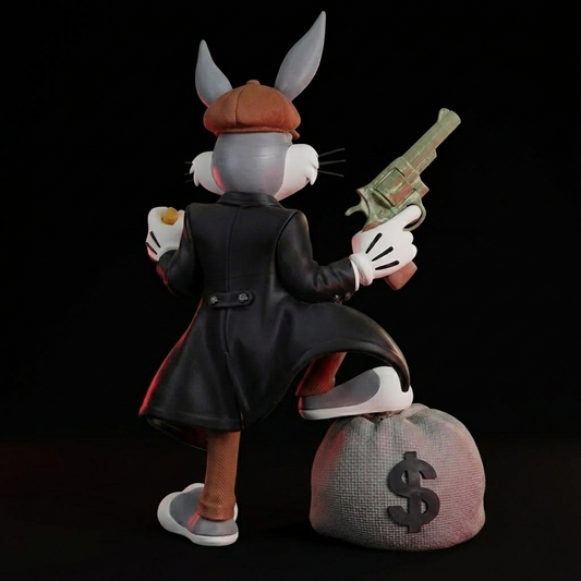 Bugs Bunny Peaky Blinders Statue 50cm | Premium PLA 3D Printed Collectible Figure | Handmade Looney Tunes Gangster Decor