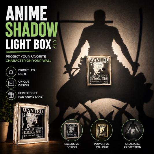 Lampada LED da tavolo Zoro Shadow Light Box | Decorazioni per la casa a tema One Piece Anime | Luce notturna LED 3D
