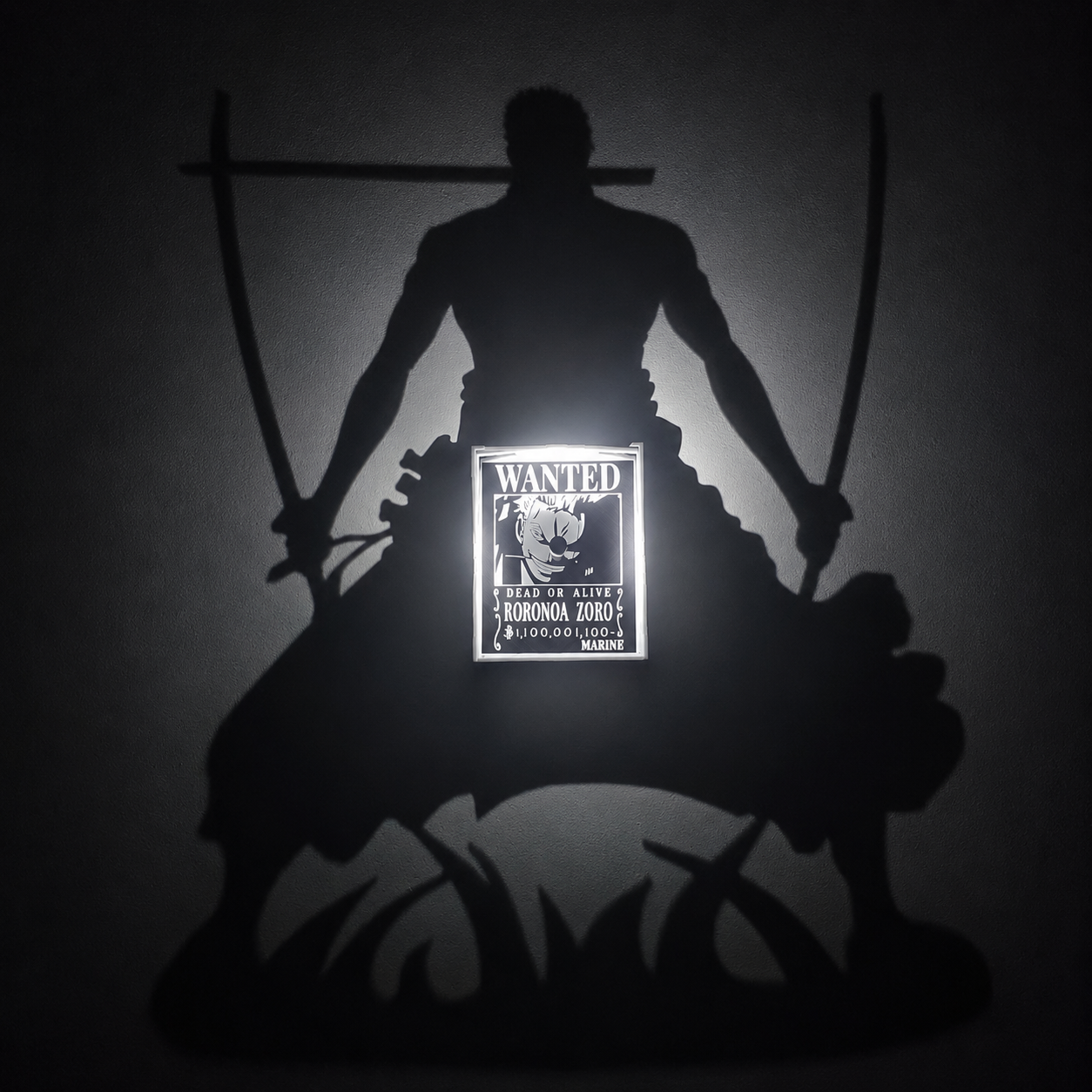 Zoro Shadow Light Box LED Lamp | One Piece Anime Room Decor | 3D LED Night Light
