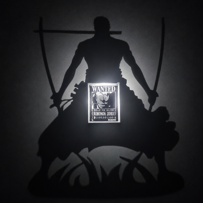 Zoro Shadow Light Box LED Lamp | One Piece Anime Room Decor | 3D LED Night Light
