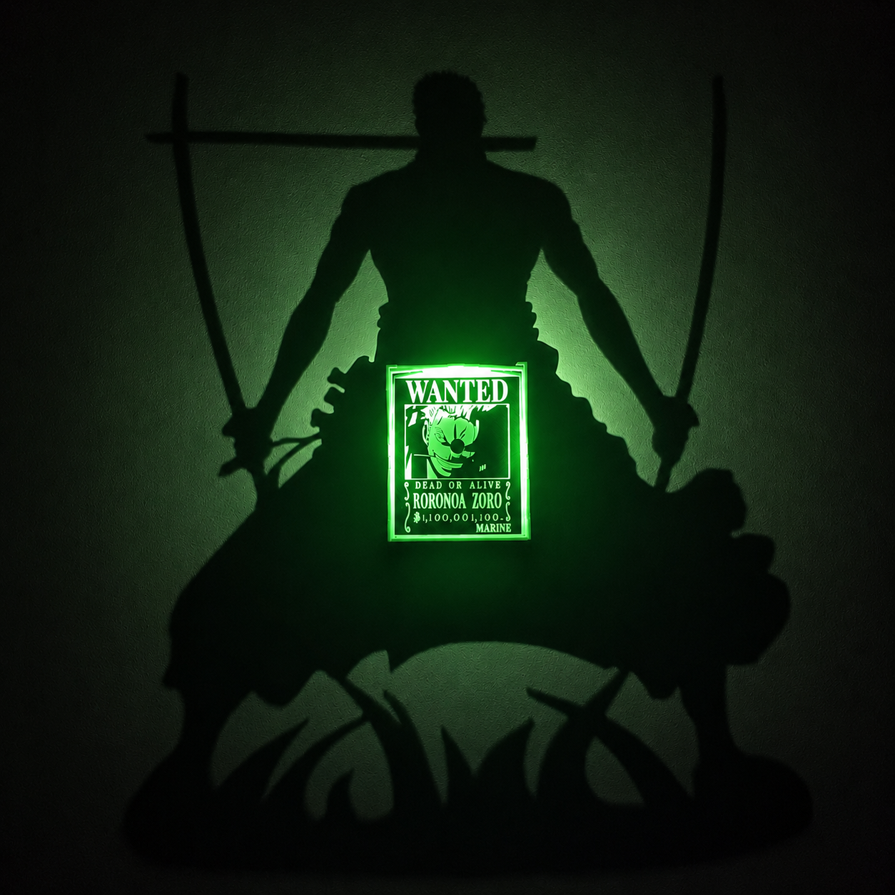 Zoro Shadow Light Box LED Lamp | One Piece Anime Room Decor | 3D LED Night Light