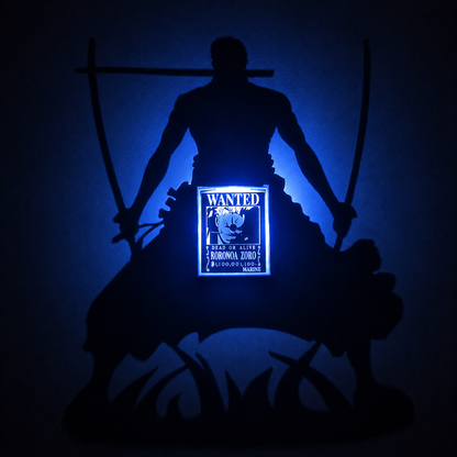 Zoro Shadow Light Box LED Lamp | One Piece Anime Room Decor | 3D LED Night Light