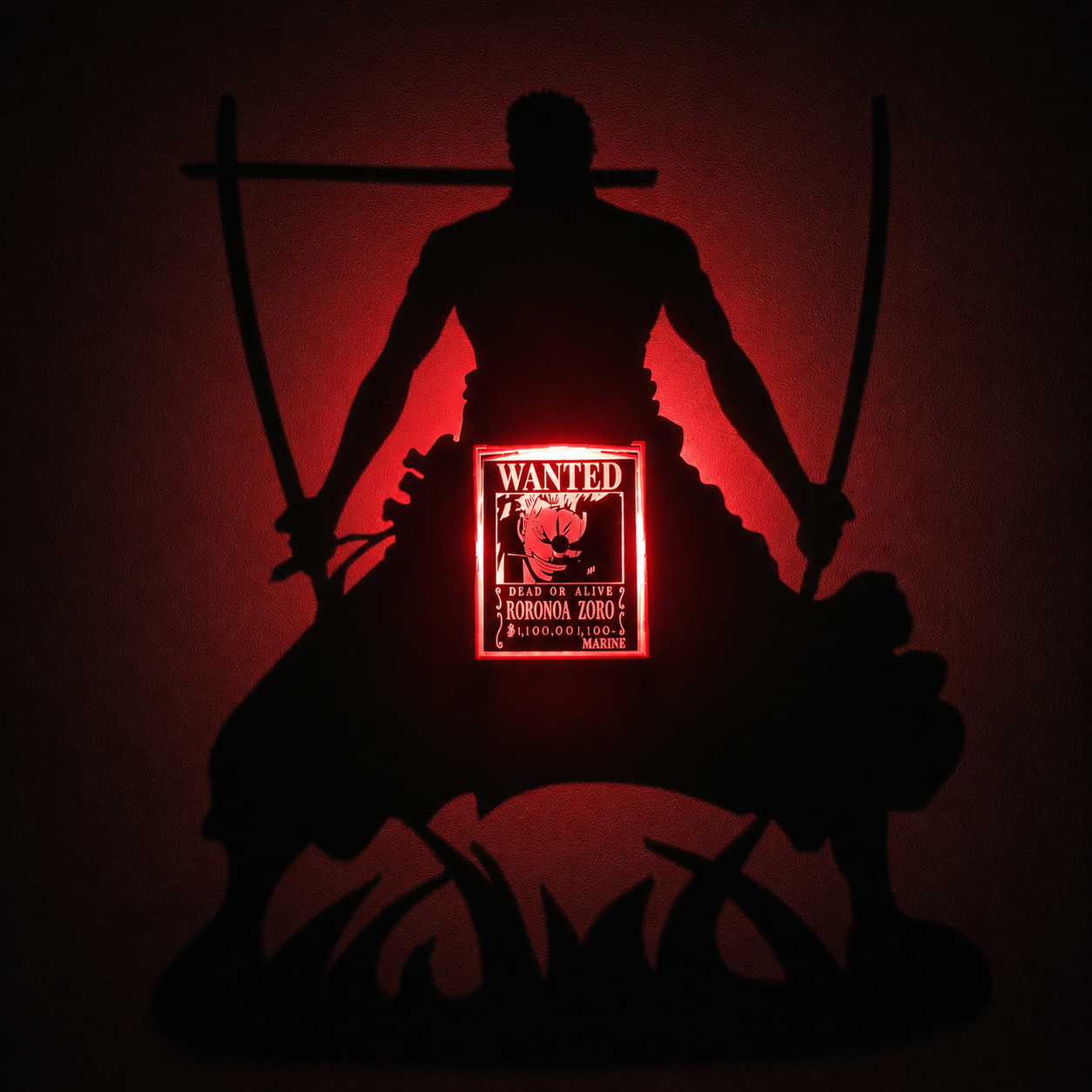 Zoro Shadow Light Box LED Lamp | One Piece Anime Room Decor | 3D LED Night Light