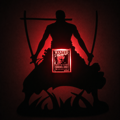 Zoro Shadow Light Box LED Lamp | One Piece Anime Room Decor | 3D LED Night Light