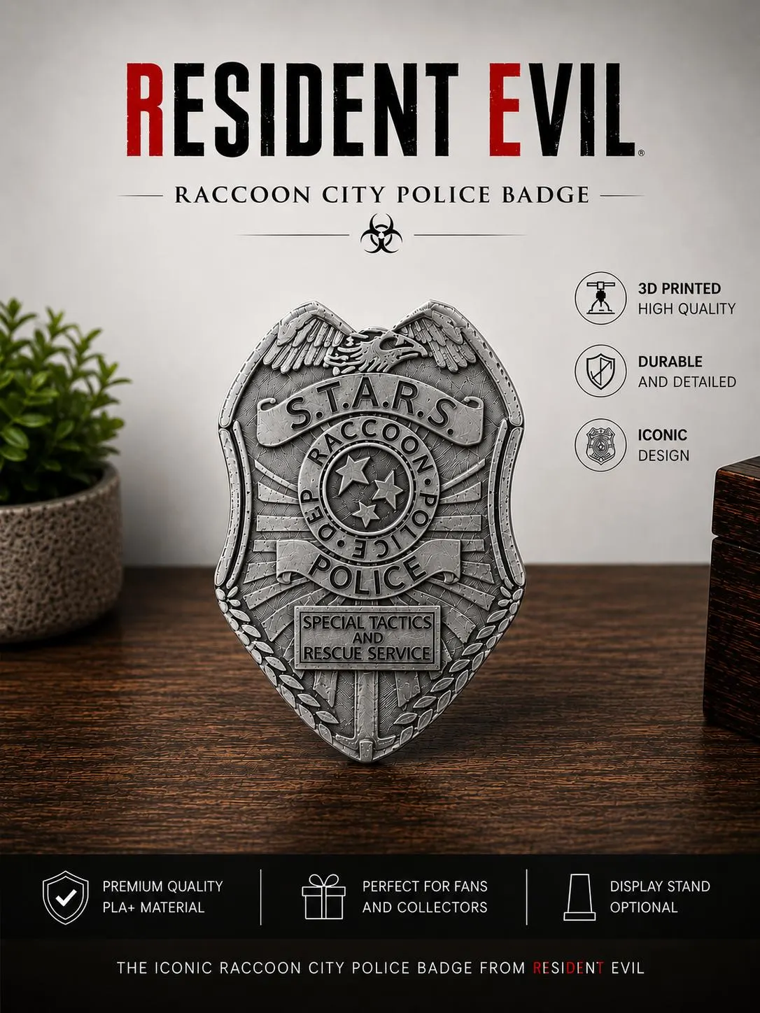 Resident Evil Battle Axe Replica | Handmade 3D Printed Cosplay Prop | Display Collectible for Fans
