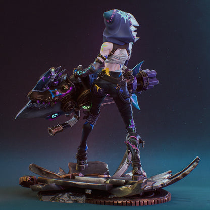 Jinx Arcane Statue Premium Resin Figure – Hand Painted Collectible – Swappable Hood & No Hood Version