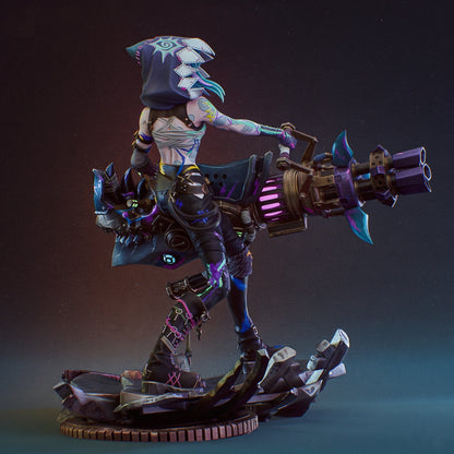 Jinx Arcane Statue Premium Resin Figure – Hand Painted Collectible – Swappable Hood & No Hood Version