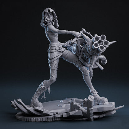 Jinx Arcane Statue Premium Resin Figure – Hand Painted Collectible – Swappable Hood & No Hood Version