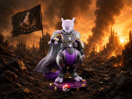 Statua in resina Mewtwo x Helldivers – Dipinta a mano o grezza – Oggetto da collezione Pokémon fantascientifico di alta qualità – 15 cm