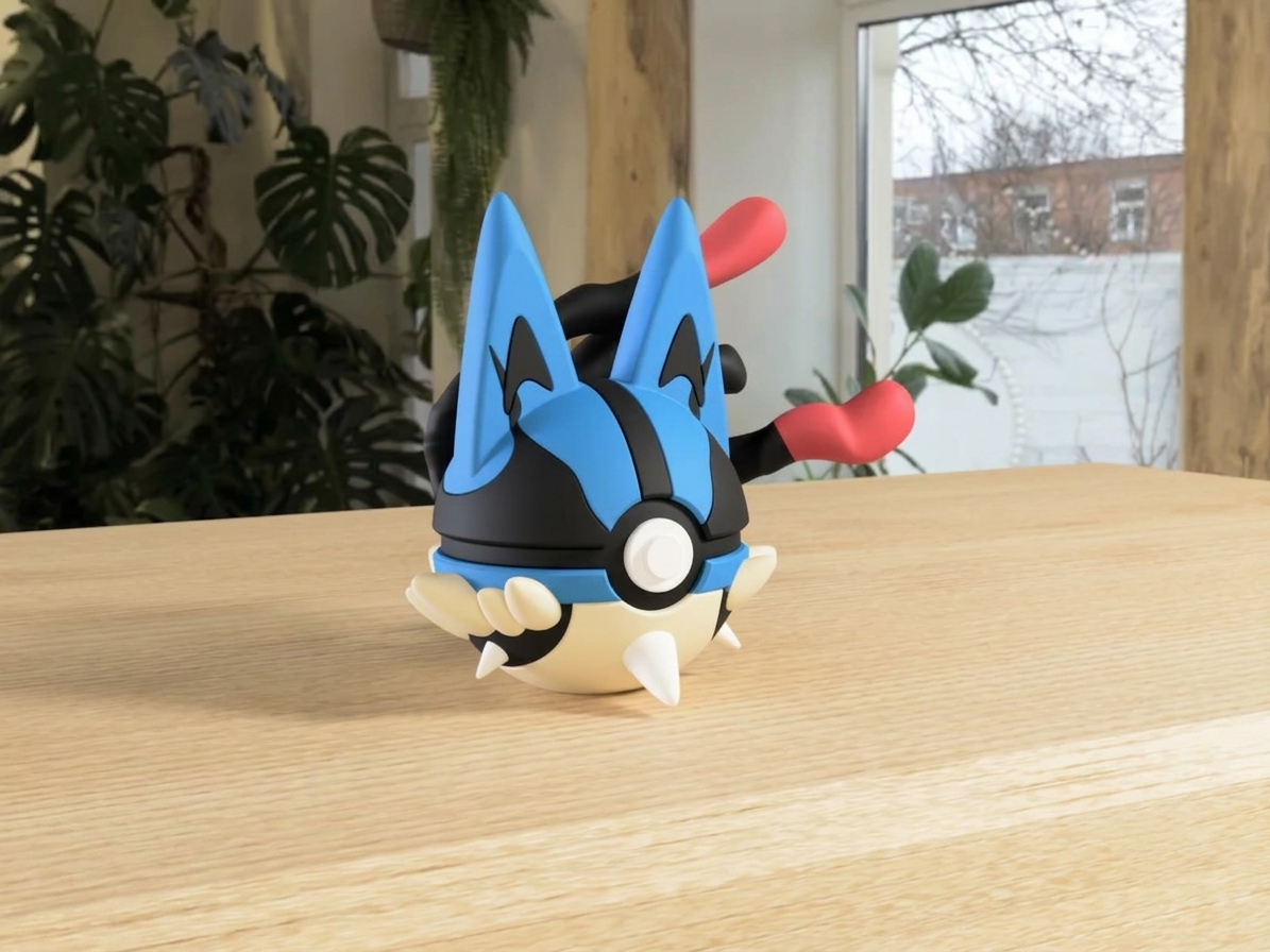 Mega Lucario Poké Ball Replica – Premium 3D Printed Pokémon Collectible